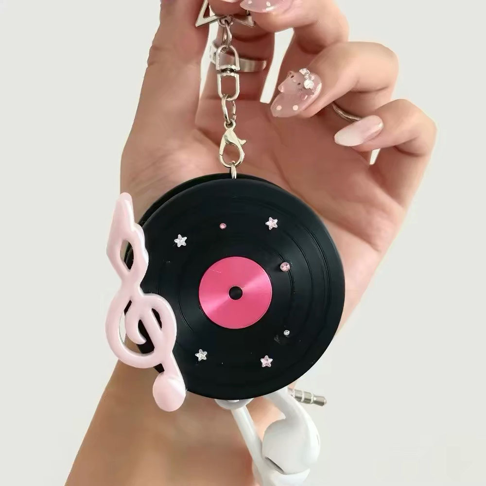 Cable Winder Keychain - Kawaii Vinyl Record Cable Winder with