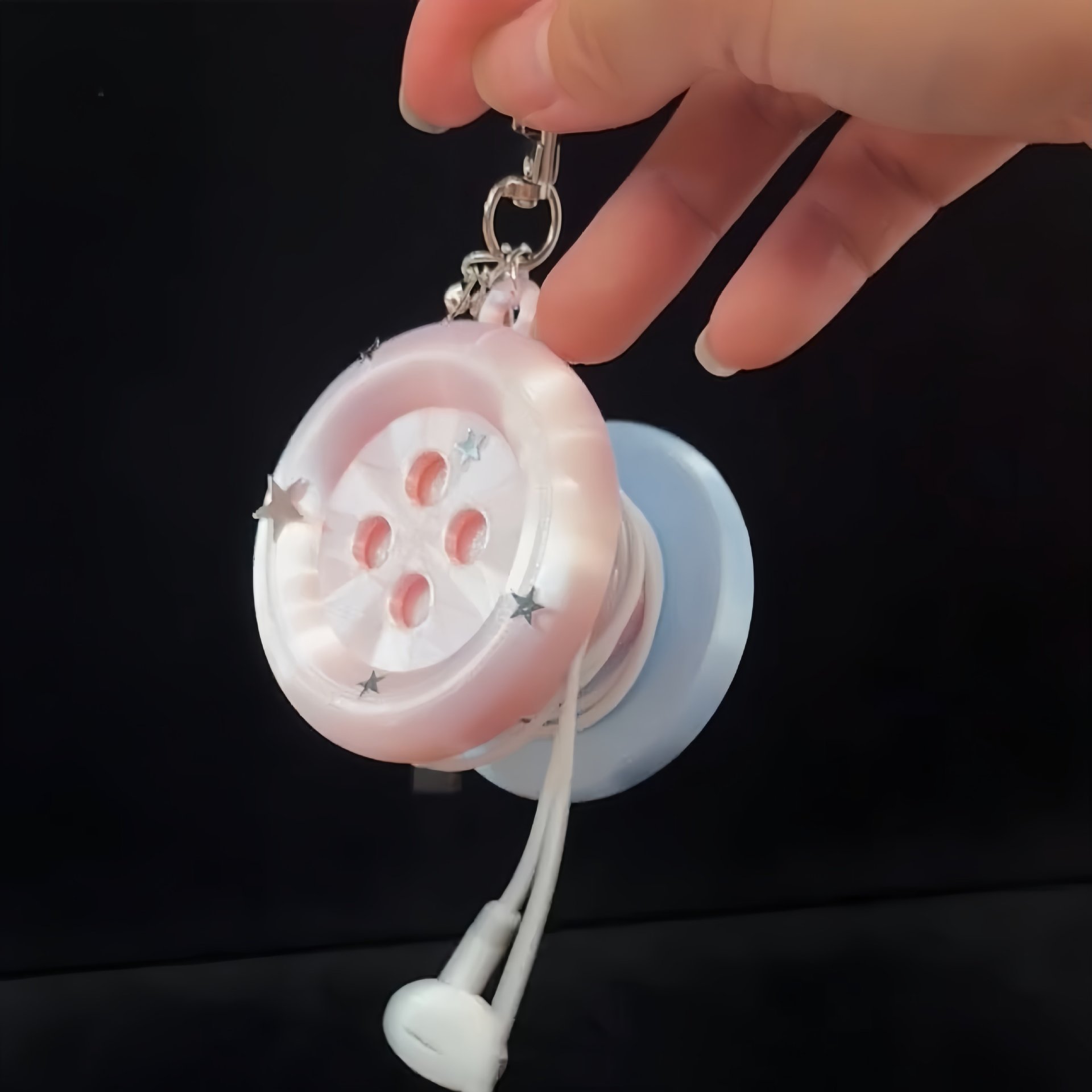 3D Kawaii Round Button Star Ke - Cable Winder Keychain recension och pris