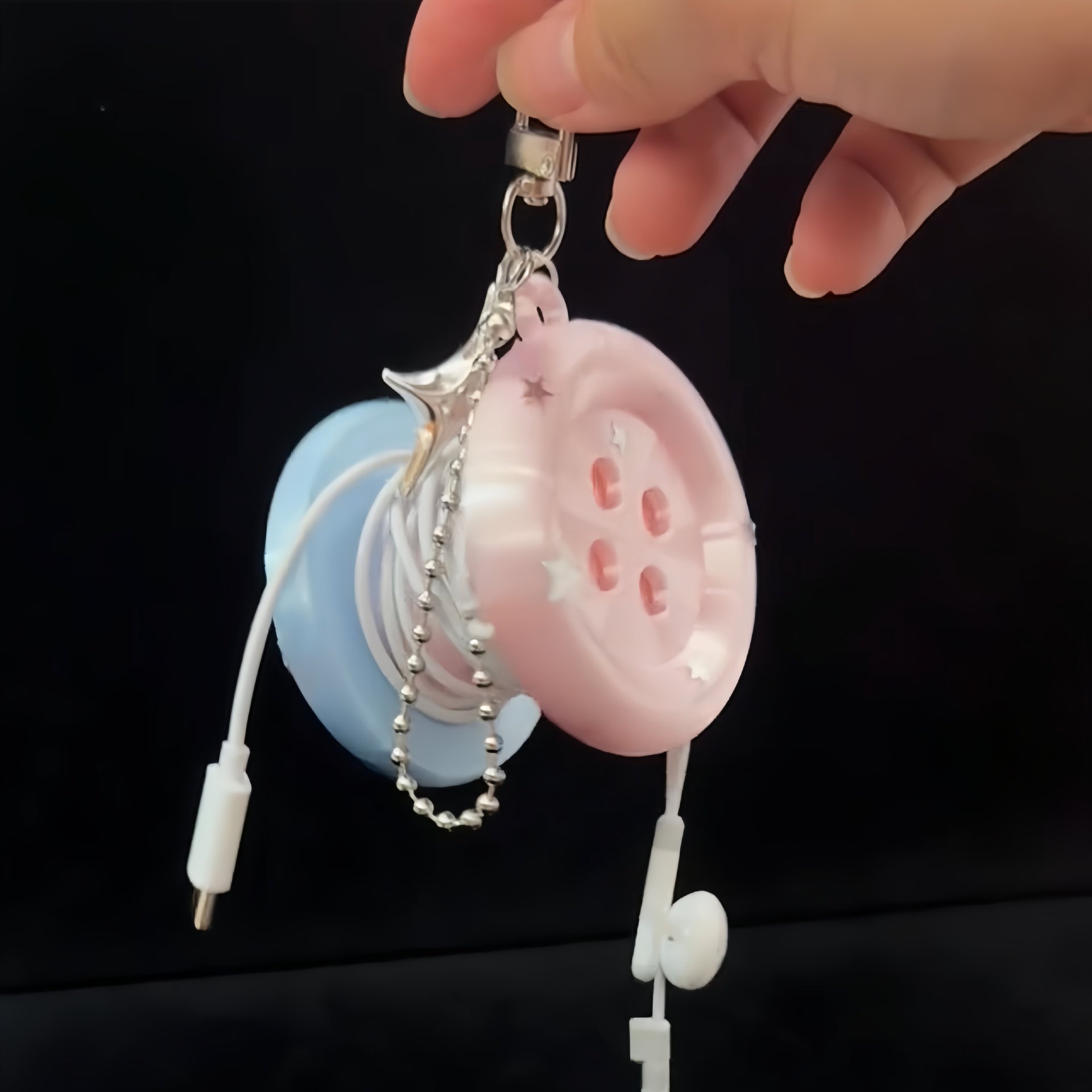 3D Kawaii Round Button Star Ke - Cable Winder Keychain recension och pris