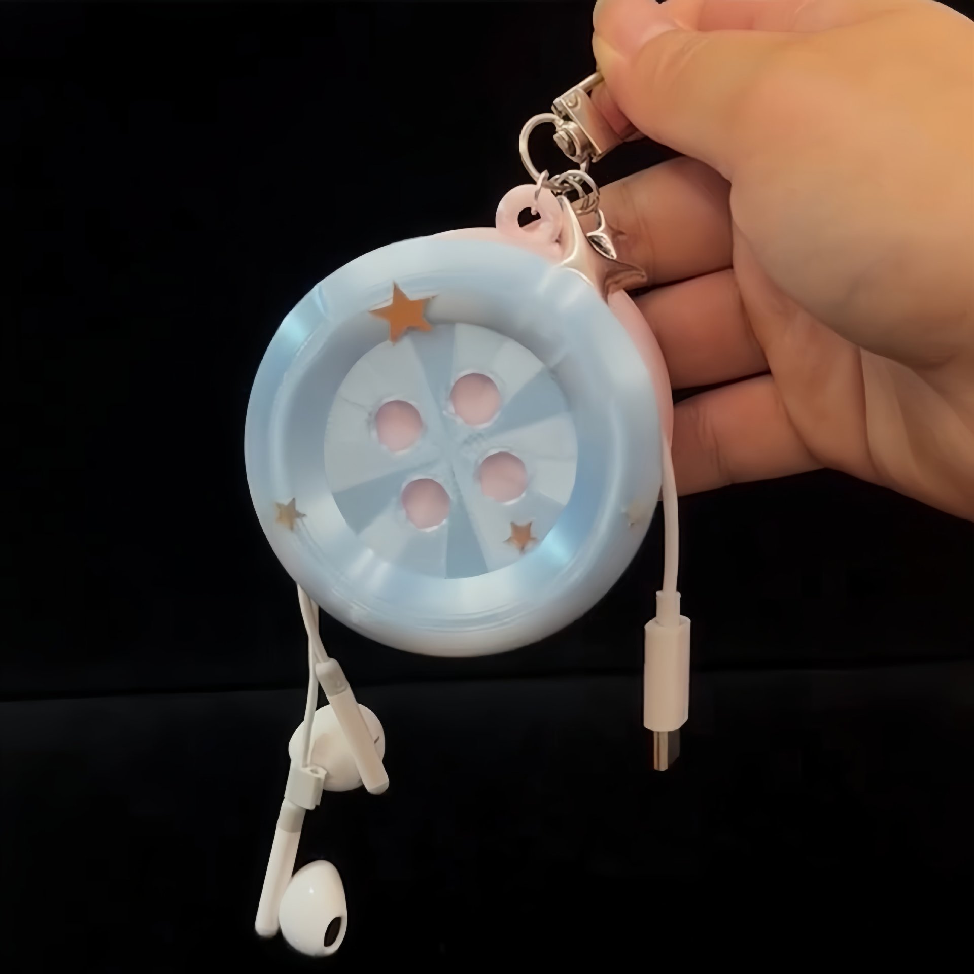3D Kawaii Round Button Star Ke - Cable Winder Keychain recension och pris
