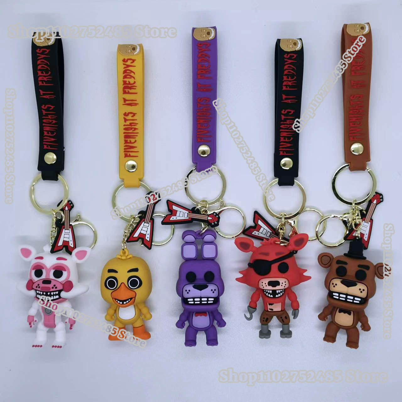5pcs Cartoon Anime FNAF Figure - Carabiner Keychain recension och pris
