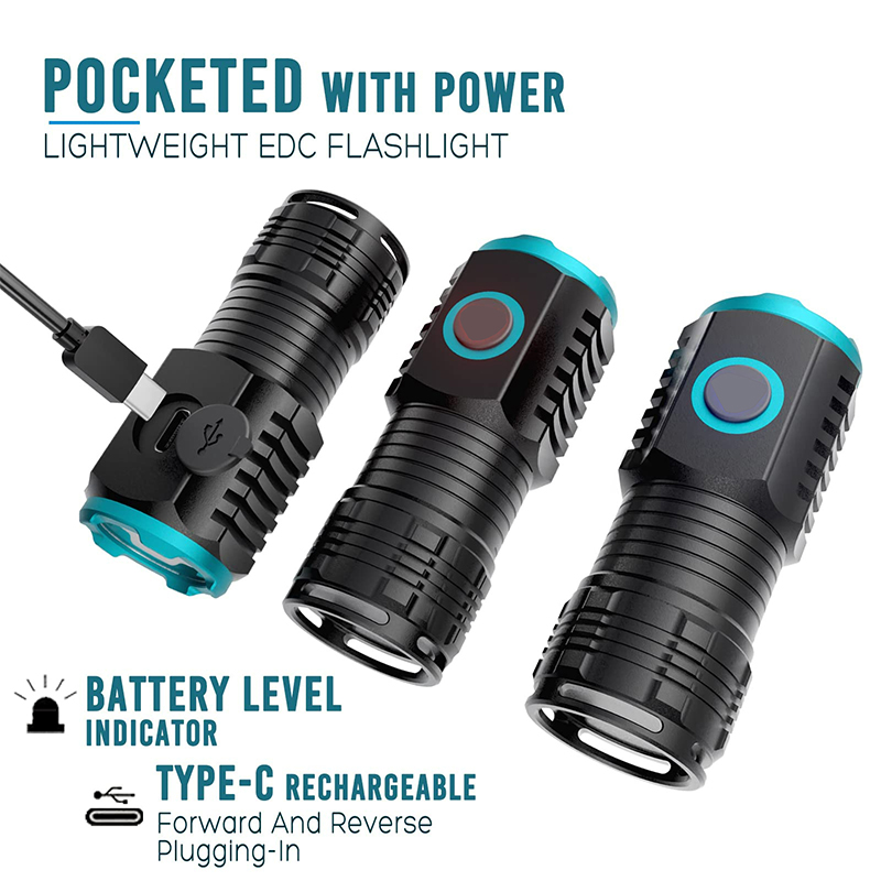 Type-C USB Rechargeable Pocket - Edc Carry Flashlight recension och pris