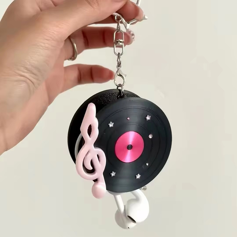 Korean Retro Vinyl Record Head - Cable Winder Keychain recension och pris