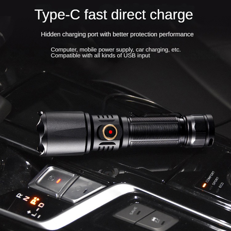 Type-C USB Rechargeable 21700  - Edc Carry Flashlight recension och pris